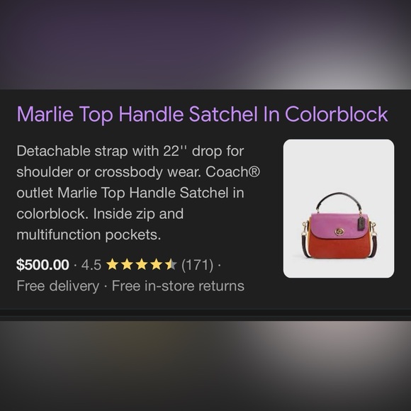 Coach Marley Top Handle Satchel Colorblock C1650 - Picture 15 of 16